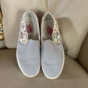 Vans Asher striped floral off the wall slip on sneakers womens size 8